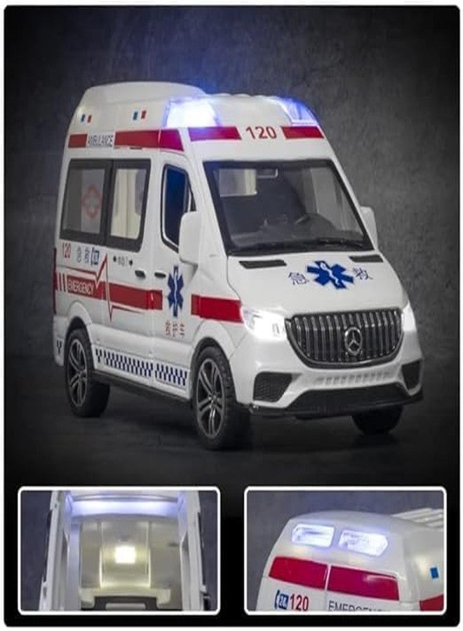 KING FORU Metal Ambulance Van Toy for Kids Friction Powered Vehicle with Lights & Sound Kids Emergency Van City Service Push n Go Vehicles (Ambulance), Pack of 1, Multicolor - Image 2